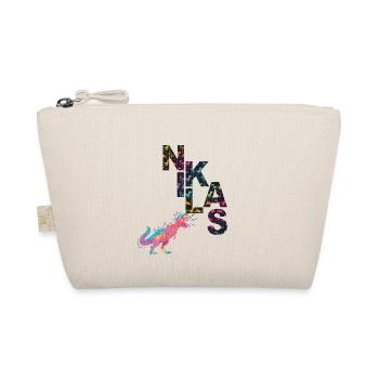NIKLAS - Beautiful boy name with dinosaur - Organic Pouch - nature - Front