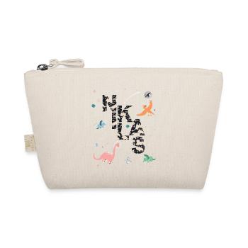 NIKLAS - Beautiful boy name with dinosaur - Organic Pouch - nature - Front