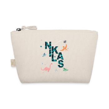 NIKLAS - Beautiful boy name with dinosaur - Organic Pouch - nature - Front
