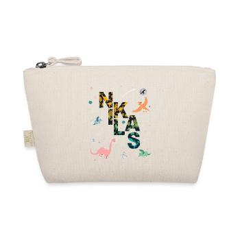 NIKLAS - Beautiful boy name with dinosaur - Organic Pouch - nature - Front