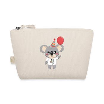 4ème anniversaire Koala avec ballon et chapeau de fête - Trousse biologique - nature - Devant