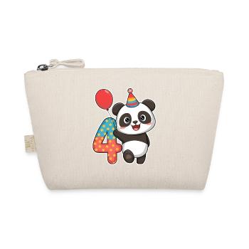 4. Geburtstag Panda mit Luftballon und Sternen - Bio-Täschchen - Natur - Vorne