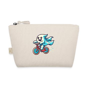 Bicycle Riding Ghost Funny Ghost - Organic Pouch - nature - Front