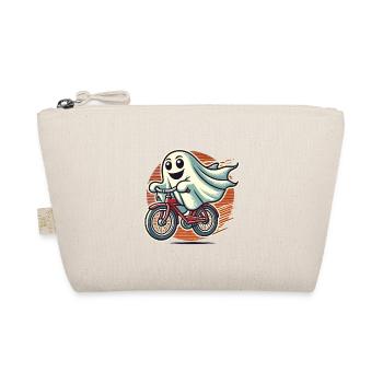 Bicycle Riding Ghost Funny Ghost - Organic Pouch - nature - Front