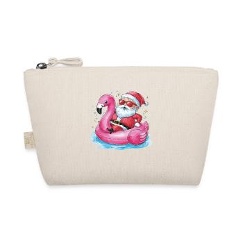 Festlicher Weihnachtsmann reitet Flamingo Pool - Bio-Täschchen - Natur - Vorne