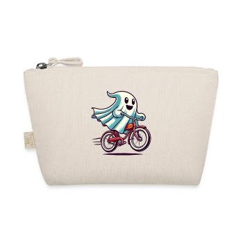 Bicycle Riding Ghost Funny Ghost - Organic Pouch - nature - Front