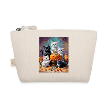 Halloween Kitten and Pumpkin Candy Bowl - Organic Pouch - nature - Front