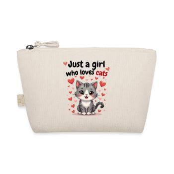 just a girl who loves cats grey and white kitten - Organic Pouch - nature - Front