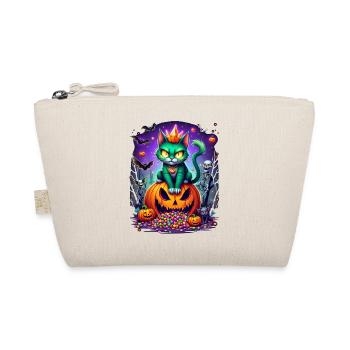 Lustige Halloween Psycho Katze mit Krone - Bio-Täschchen - Natur - Vorne