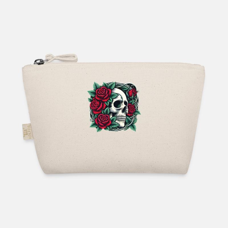 Skeleton Skull Rose Retro Rose Lover Graphic Organic Pouch