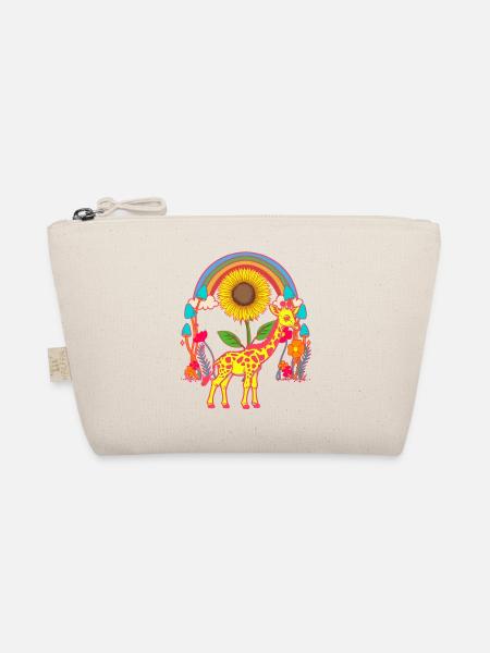 Giraffe Giraffen Regenbogen Blumen Kinder Kind - Bio-Täschchen - Natur - Vorne