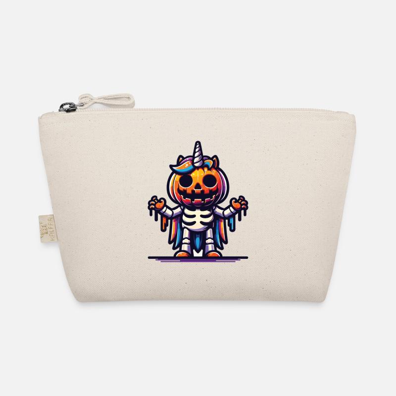 Halloween Einhorn Halloween Kürbis - Bio-Täschchen - Natur