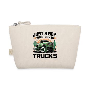 Just a boy who loves Trucks Cars - Organic Pouch - nature - Front