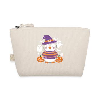 Penguin Halloween with pumpkins and ghosts - Organic Pouch - nature - Front