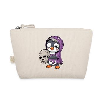 Pinguin Zombie Halloween mit Schädel - Bio-Täschchen - Natur - Vorne