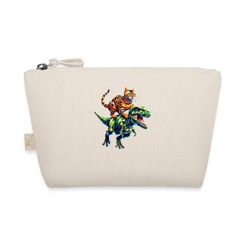 Geometric Art Dinosaur T-Rex Bengal Cat - Organic Pouch - nature - Front