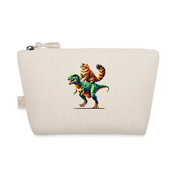 Geometric Art Dinosaur T-Rex Siberian Cat - Organic Pouch - nature - Front