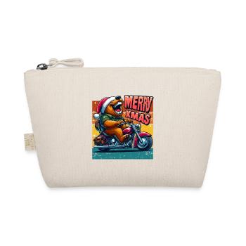 Merry Xmas Bär Motorrad Biker Retro Cool Lustig - Bio-Täschchen - Natur - Vorne