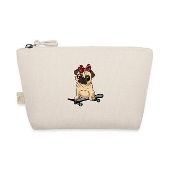 Mops Skater Skaten Skateboard Kinder Kind Baby - Bio-Täschchen - Natur - Vorne