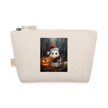 Halloween Gift Ghost with Christmas Hat Decoration - Organic Pouch - nature - Front