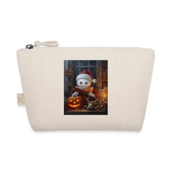 Halloween Gift Ghost with Christmas Hat Decoration - Organic Pouch - nature - Front