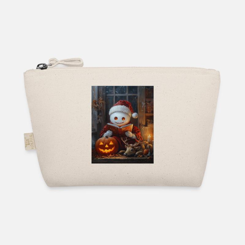 Halloween Geschenk Geist mit Weihnachtsmütze Deko Bio-Täschchen