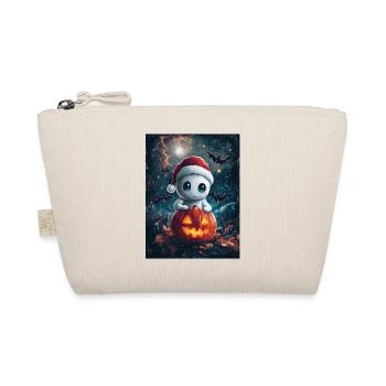 Halloween Gift Ghost with Christmas Hat Decoration - Organic Pouch - nature - Front