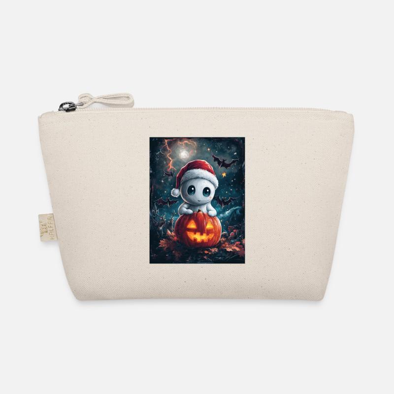 Halloween Gift Ghost with Christmas Hat Decoration Organic Pouch