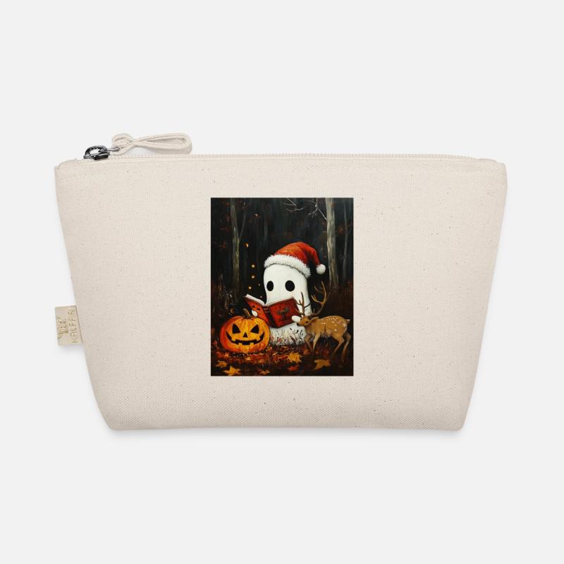 Halloween Gift Ghost with Christmas Hat Decoration Organic Pouch