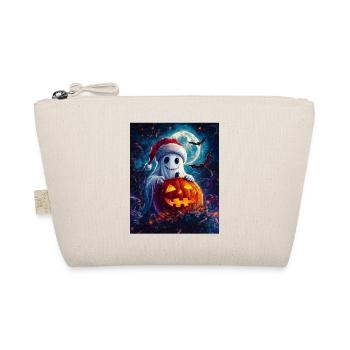 Halloween Gift Ghost with Christmas Hat Decoration - Organic Pouch - nature - Front
