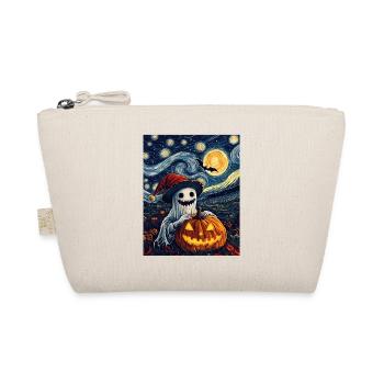 Halloween Gift Ghost with Christmas Hat Decoration - Organic Pouch - nature - Front