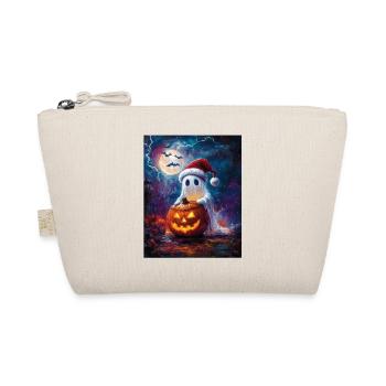 Halloween Gift Ghost with Christmas Hat Decoration - Organic Pouch - nature - Front