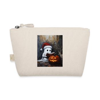 Halloween Gift Ghost with Christmas Hat Decoration - Organic Pouch - nature - Front