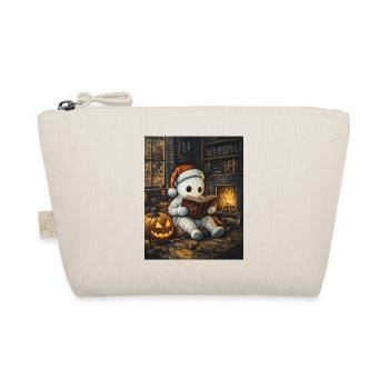 Halloween Gift Ghost with Christmas Hat Decoration - Organic Pouch - nature - Front