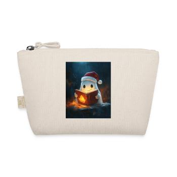 Halloween Gift Ghost with Christmas Hat Decoration - Organic Pouch - nature - Front