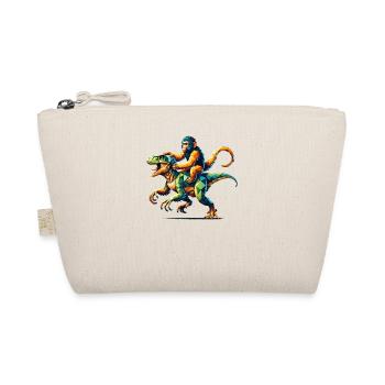 Geometric Art Dinosaur T-Rex Monkey Tyrannosaurus - Organic Pouch - nature - Front