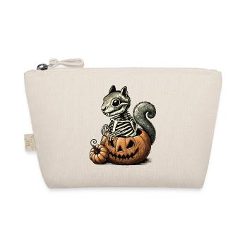Skeleton squirrel motif in a pumpkin - Organic Pouch - nature - Front