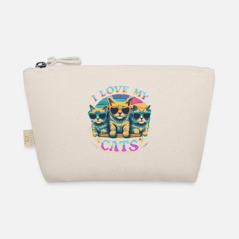 I love My Cats Katzen mit Sonnenbrille - Bio-Täschchen - Natur