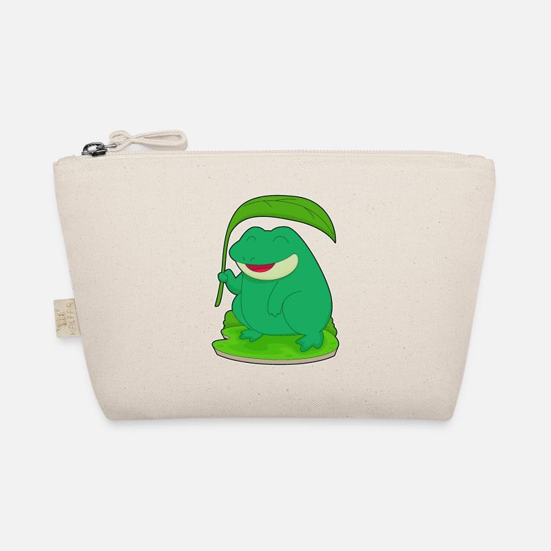 Frog with leaf as a parasol Organic Pouch