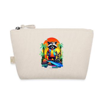 Retro Raccoon in Tropical Sunset - Organic Pouch - nature - Front