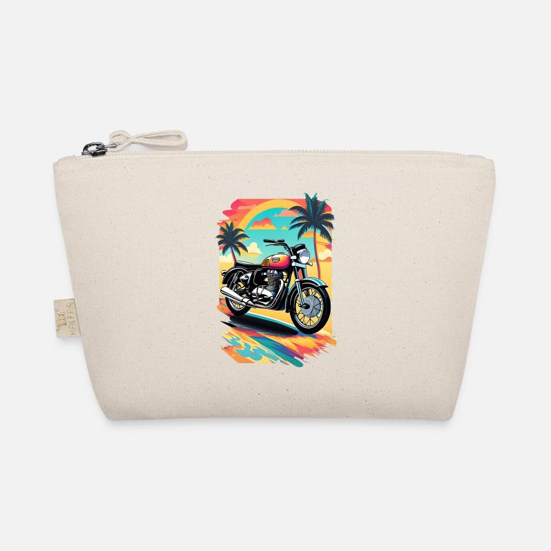 Retro motorcycle on a tropical beach Organic Pouch