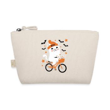Katze Halloween Fahrrad - Bio-Täschchen - Natur - Vorne