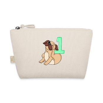 Zahl 1 Nummer Eins - Mops Hund Motiv - Bio-Täschchen - Natur - Vorne
