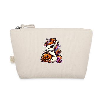 Cute Unicorn Halloween Pumpkin Cartoon - Organic Pouch - nature - Front