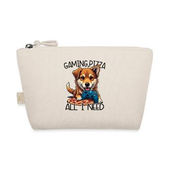 Funny Dog Gaming Pizza Gamer Gamer Gaming - Organic Pouch - nature - Front
