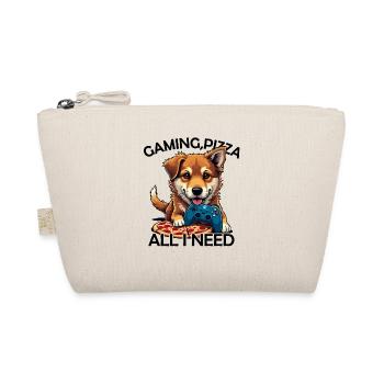 Funny Dog Gaming Pizza Gamer Gamer Gaming - Organic Pouch - nature - Front
