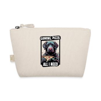Funny Dog Gaming Pizza Gamer Gamer Gaming - Organic Pouch - nature - Front