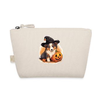 Halloween Witch Hat Pumpkin Dog Shetland - Organic Pouch - nature - Front