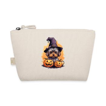 Halloween Witch Hat Pumpkin Dog Yorkshire Terrier - Organic Pouch - nature - Front