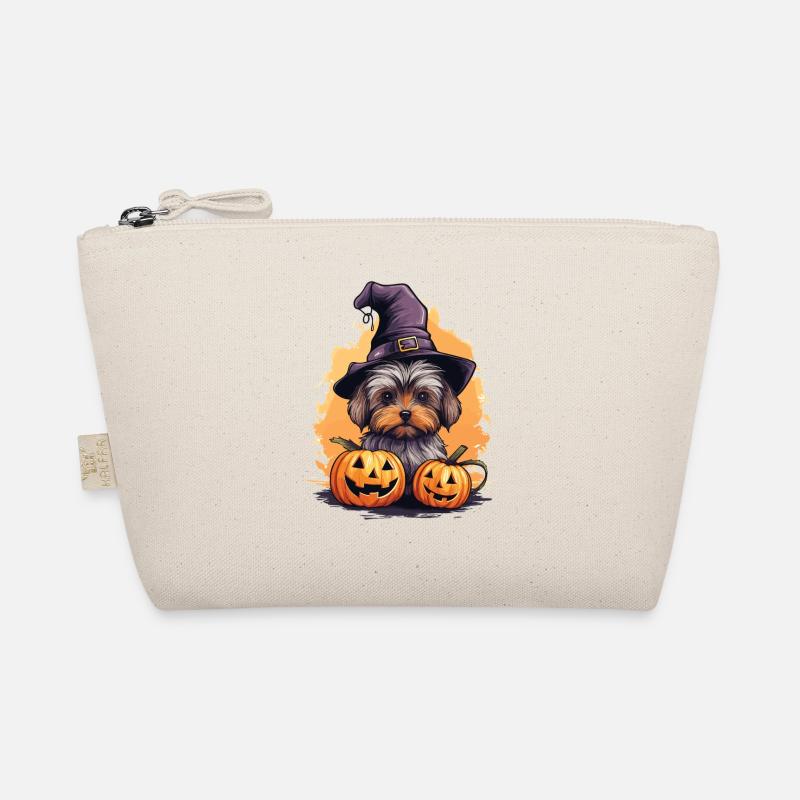 Halloween Witch Hat Pumpkin Dog Yorkshire Terrier Organic Pouch